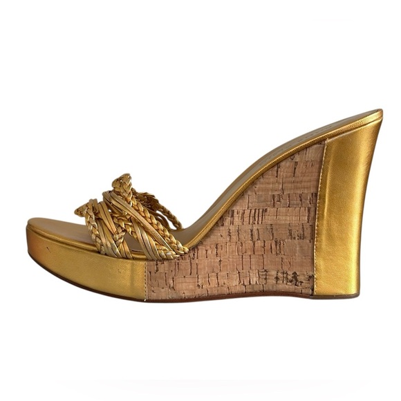 Anne Klein New York Cork and  Gold Braided Women's Sandals Sz 10 - Picture 10 of 11